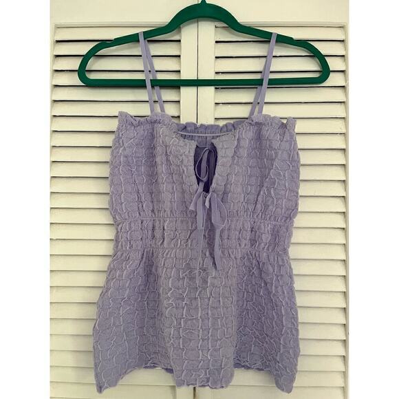 Zara Square Neck Elasticated Band Smocked Cami Knit Top Purple Womens Small - Picture 2 of 3